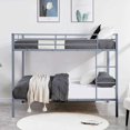 thumbnail image 3 of GVN Sturdy Bed Frame, Bedroom Platform Bed Frame,Full Over Full Bunk Bed, Heavy Duty Metal Bunk Bed Frame with Built-in Ladder and Safety Guard Rail, Gray, 3 of 12