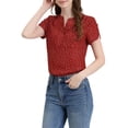 thumbnail image 5 of INSPIRE CHIC Women's Dots Printed V Neck Short Sleeve Work Office Blouse Top XL Red-1, 5 of 7