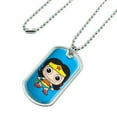 thumbnail image 2 of Wonder Woman Cute Chibi Military Dog Tag Pendant Necklace with Chain, 2 of 5