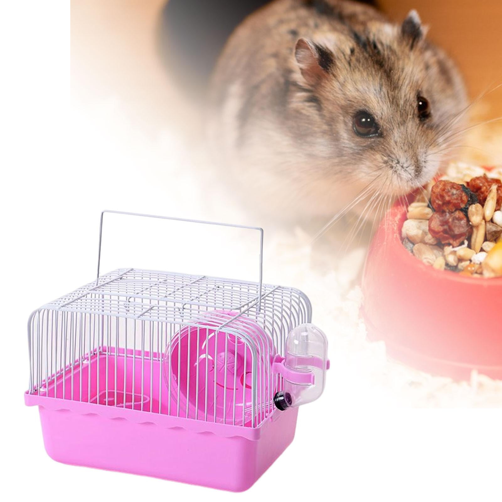 Bvdfgk Hamster Cage Small Accessories Dish Supplies Water Bottle Pet Cage Carrying Case Pink