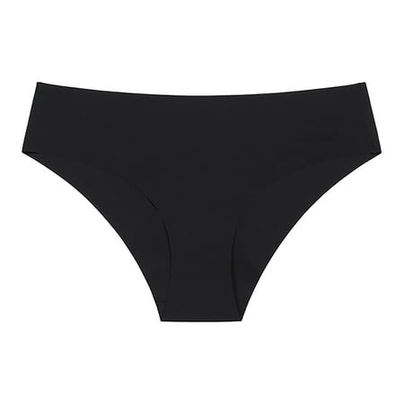 Kopltyrfg Women Thongs Seamless Ice Silk Underwear Traceless Breathable Black M