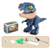 Dinosaur Toy for Kids 5-7 - Dinosaur Stationery Set for Boys Girls, Hides Pencil Sharpener, Ruler Slap Bracelet, Eraser, Stapler, Pencil, Limbs Mouth Removable(Blue)