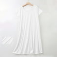 thumbnail image 2 of Tnhcen Women's Solid Crew Neck Summer Cotton Dress – Basic Short Sleeve Sleepwear for Home Outdoor Versatile Casual Dress S-2XL, 2 of 6