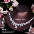 thumbnail image 3 of Shiny White Gold CZ Leaf Drop Dangle Necklace Earrings Dancing Party Jewelry Set, 3 of 8