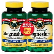 Spring Valley Magnesium With Chelated Zinc, 500ct