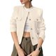 thumbnail image 1 of Chaqueta Blazer Corta para Mujer, Sin Cuello, con Botones, Estilo Casual de Negocios, Ideal para Otoño e Invierno. XS, 1 of 10