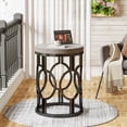 thumbnail image 3 of Tribesigns Industrial Round End Table, Small Sofa Side Table with Metal Hollow Frame for Living Room, Bedroom, Grey, 3 of 9