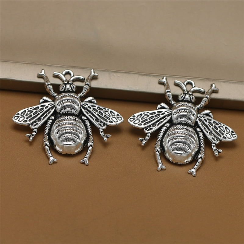 10pcs Antique Silver Bee Charms Honeybee Pendant Jewelry Making Findings A S*hu 
