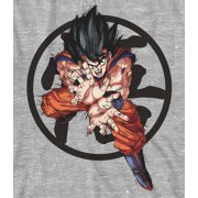 Dragon Ball Z Goku w/ Symbol Graphic Youth Boy's Athletic Heather T-Shirt-Large