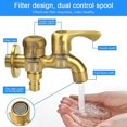 thumbnail image 4 of Double Faucet 1/2" Garden Faucet Brass Outdoor Faucet Garden Anti-Frost Double Outlet Faucet Washing Machine Faucet Double Ball Drain Tap For Garden, 4 of 5