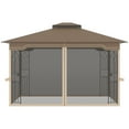 thumbnail image 6 of Outsunny 10' x 12' Patio Gazebo Outdoor Canopy Shelter with Double Tier Roof and Netting Sidewalls for Garden, Lawn, Backyard and Deck, Brown, 6 of 9