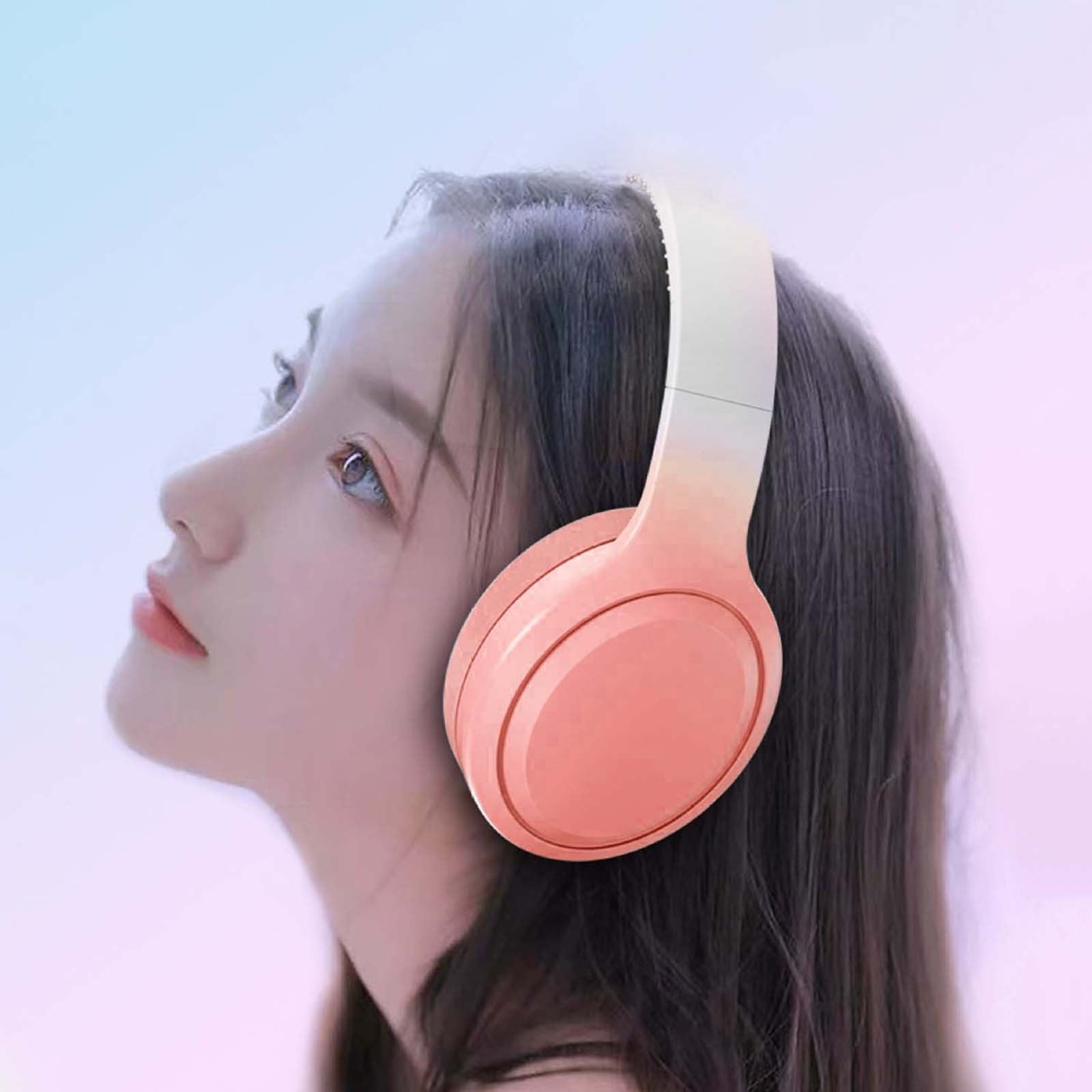 Bluetooth Headphones Over Ear, 80H Playtime Headphones Wireless with Mic, Bluetooth Headphones with 3 EQ Modes, HiFi Stereo Foldable Wireless Headphones for Phone PC Travel Workout,Pink