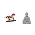 thumbnail image 1 of Figura decorativa de caballo, ideal para escritorio, estantería, sala de estar o decoración del hogar. Figura de mono y Buda., 1 of 8