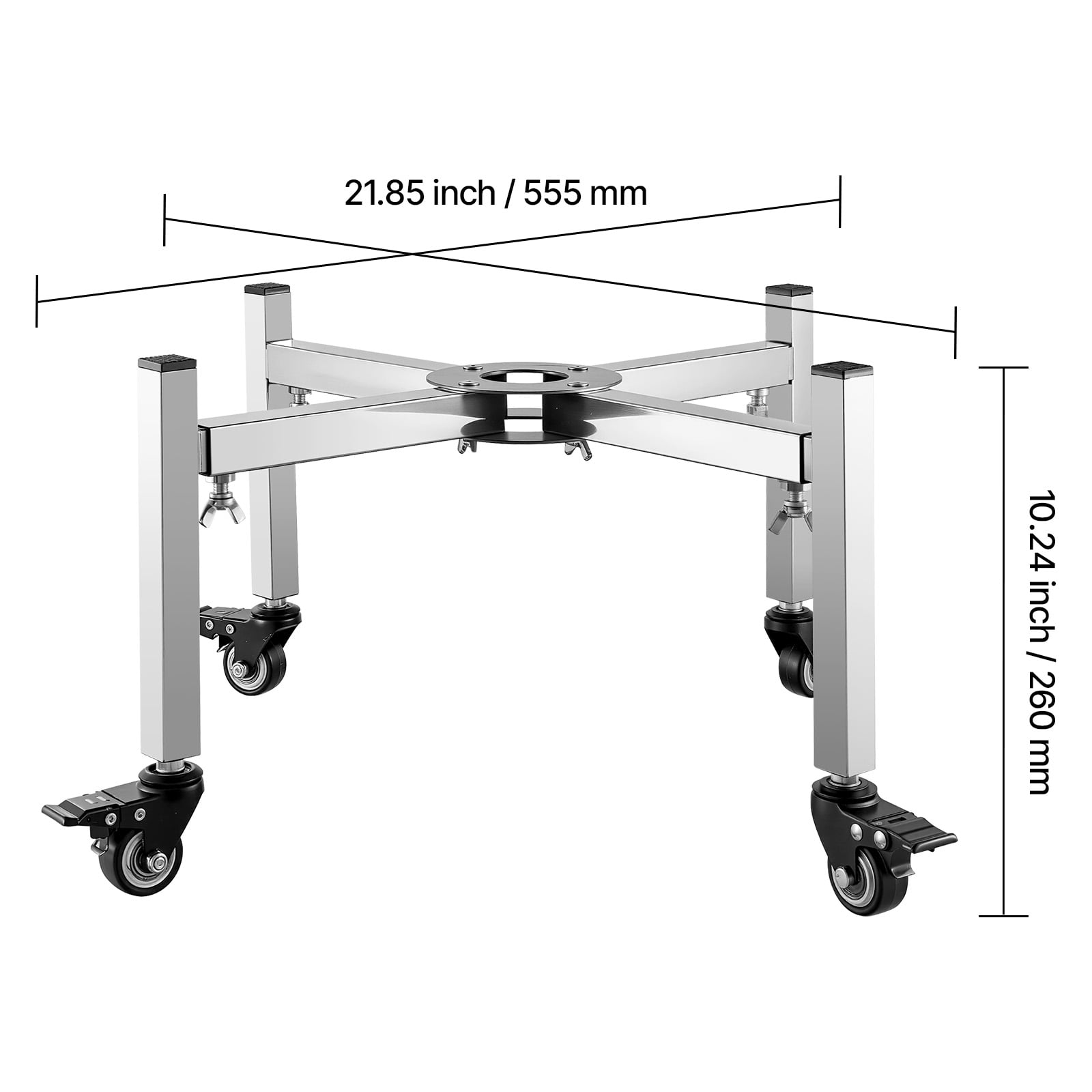 KFFKFF Adjustable Fire Pit Stand with Casters, 15-27 Inch Stretchable Design for Outdoor Firepits, Stainless Steel Accessory for Camping and Fireplace Use