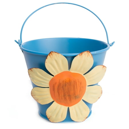 Pastel Flower Summer Tropical Luau Decoration Metal 4" Gift Buckets