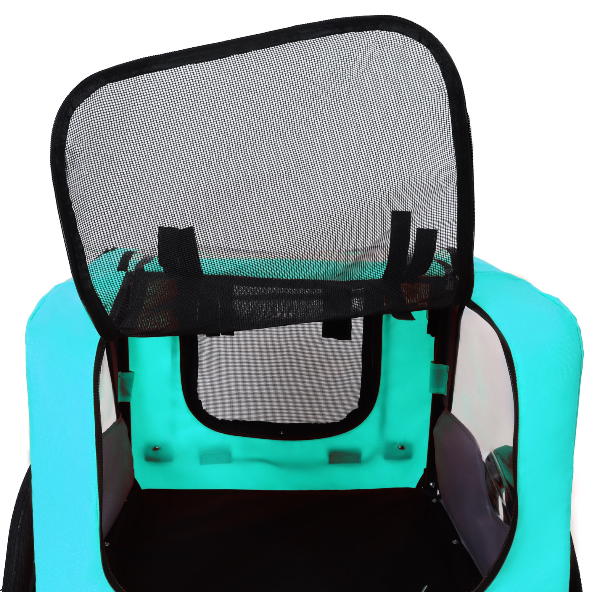 Leumius Pet Bike Trailer Dog Cart for Bicycle, Easy Folding Cart Frame, Quick Release Wheel, Non-Slip Floor, Internal Leash for Small and Medium Pets Light Blue