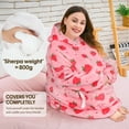 thumbnail image 3 of Livhil Wearable Blanket Hoodie Sweater, Blanket Sweatshirt with Sleeves Blanket Hoodies for Women, Plush Hoodie Blanket（Strawberry）, 3 of 7