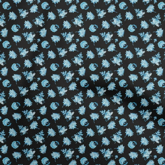 oneOone Cotton Jersey Black Fabric Jacobean Floral Craft Projects Decor Fabric Printed By The Yard 58 Inch Wide