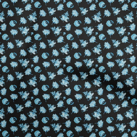 oneOone Polyester Spandex Black Fabric Jacobean Floral Diy Clothing Quilting Fabric Print Fabric By Yard 56 Inch Wide