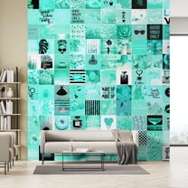 Idea4wall 2pcs Soothing Aqua Inspirational Calming Tones with Uplifting Wall Murals, Removable Self-Adhesive Stick Wallpaper Large Wall Stickers for Home Decorative, 48"x72"