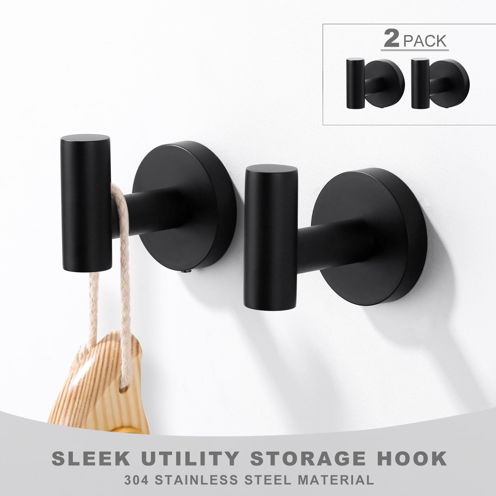 Stainless Steel J-Hook Robe/Towel Hook in Matte Black