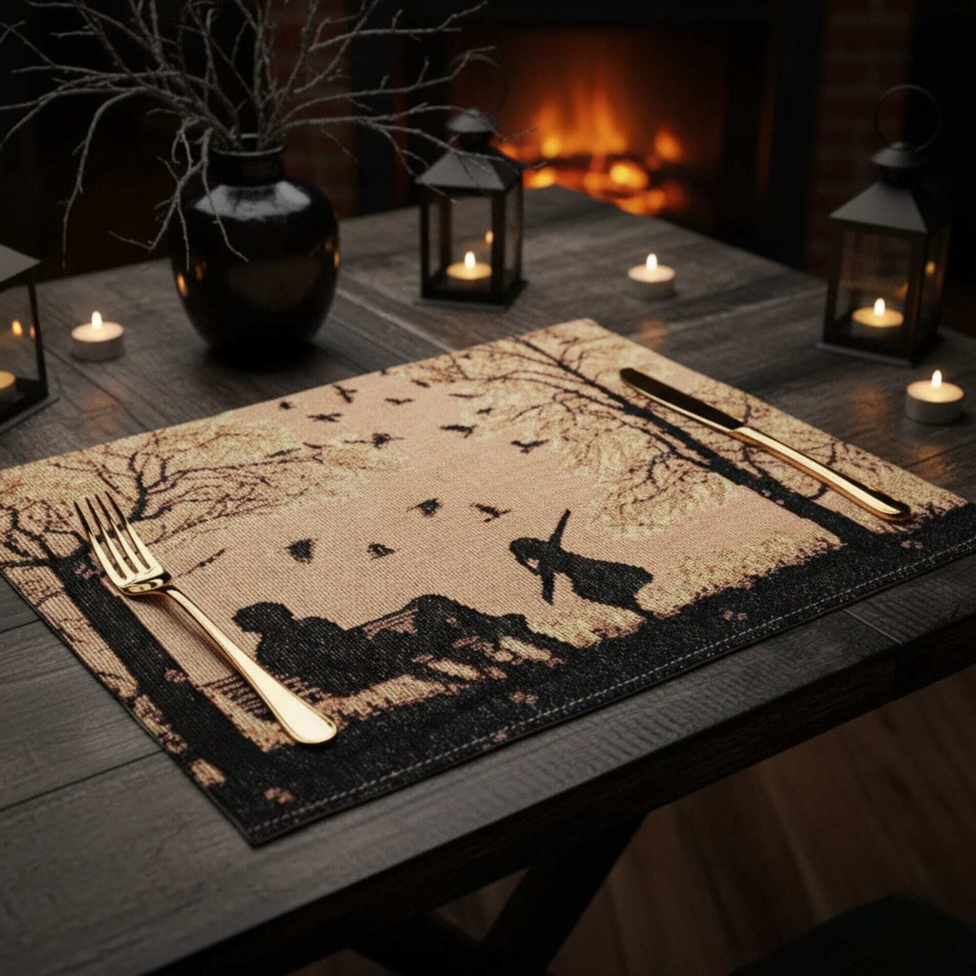 DaDalogy Bedding Set of 4 Pieces Autumn Birds Blessing Tapestry Dining Placemats 13” x 19” (18198)