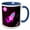 Blue/White, variant on 3drose, Cute Purple Girl Cute Rocket Ship in Space, 11oz Magic Transforming Mug