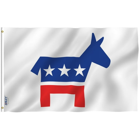 ANLEY [Fly Breeze] 3x5 Foot Democratic Party Flag - Vivid Color and UV Fade Resistant - Canvas Header and Double Stitched - Democrat Donkey Flags Polyester with Brass Grommets 3 X 5 Ft
