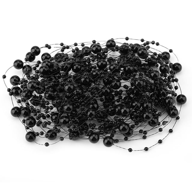 Hilo de pesca de 10M, cadena de perlas artificiales, decoración para fiesta de boda DIY (negro)
