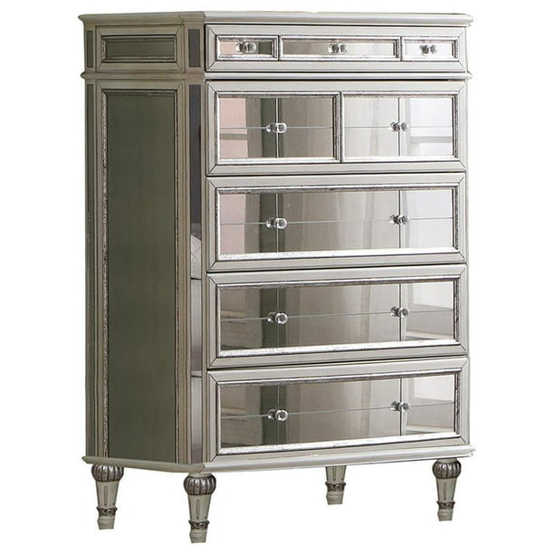 Best Master Emory 5 Drawer Solid Wood, Mirrored 5 Drawer Chest