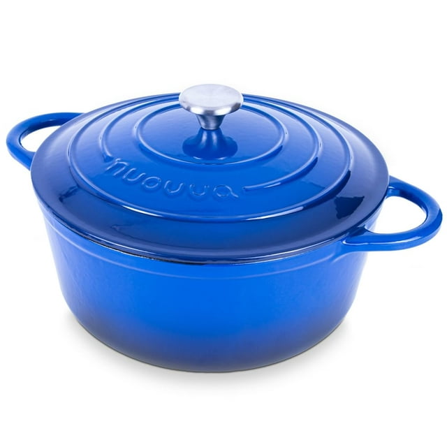 Olla holandesa Nuovva de hierro fundido esmaltado de 6,4 litros con tapa azul oscuro