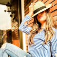 thumbnail image 4 of 1 paquete de sombrero de playa plegable a rayas para mujer Sombrero para el sol, 4 of 4