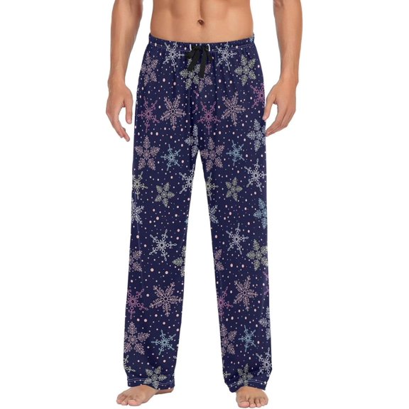 GZHJMY Chrismas Snowflake Pajama Pants for Men, Lounge Pants Lightweight Men Pajama Bottoms with Drawstring Pockets, Christmas New Year Birthday Gifts, Large