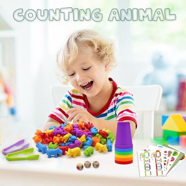 Mathematics Rainbow Muffin Cup Six Color Weights Little Bear Children Toys Montessori Teaching Aids heqiyong LED