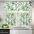 thumbnail image 4 of Green Leaf Kitchen Valance & Tier Set Spring Small Half Window Curtains 24 Inches Length 54" x 18" Decorative Cafe Window Treatment, 4 of 4