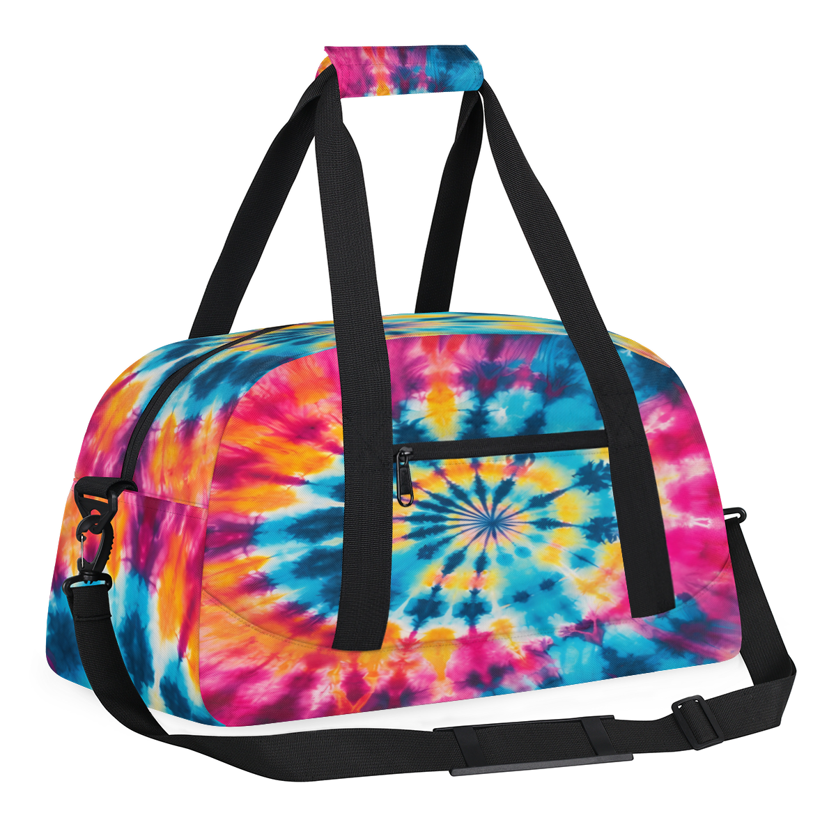 Herdesigns Tie Dye Sports Duffle Bag for Women & Men, Colorful Swirls Gym Bag Dance Bag Overnight Bag Carry On Weekender Travel Bag
