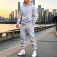 thumbnail image 5 of Mens Jogger Sets Sweatsuit 2 Piece Tracksuit Solid Plain Hoodies and Ankle Cuffed Sweatpants Y2K Casual Athletic Jogging Outfits Light Gray L, 5 of 8