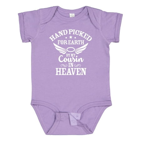 

Inktastic Handpicked for Earth by My Cousin in Heaven with Angel Wings Gift Baby Boy or Baby Girl Bodysuit