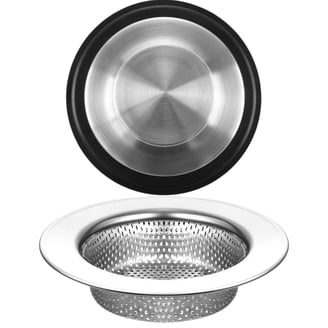 Sink Drain Splatter Lid & Strainer – Stainless Steel & PVC Pop-Up Plug For Garbage Disposal, Easy To Clean, Keeps Splashes And Debris Contained