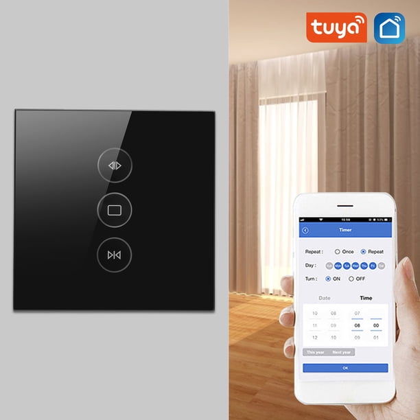 Aplicación de temporizador de panel táctil de cortina WiFi inteligente con persiana enrollable