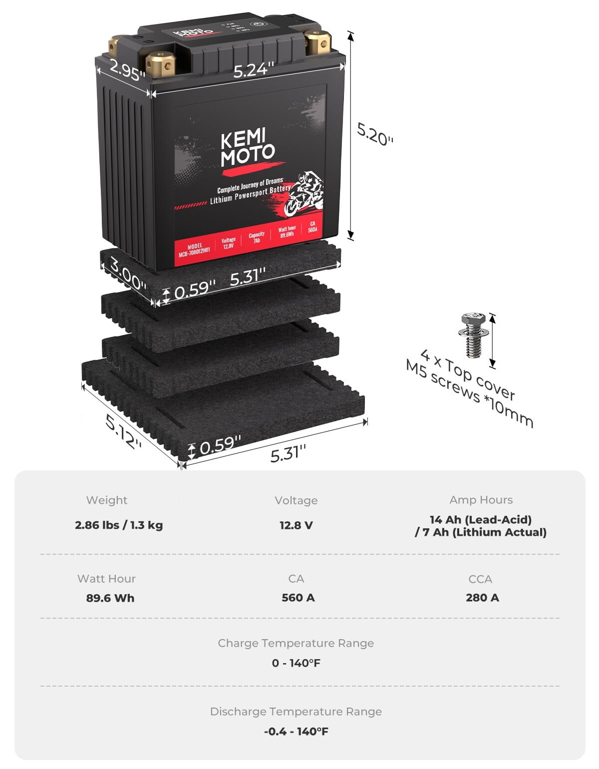 12v 7Ah ATV Lithium Motorcycle Battery YTX15L-BS / YTX14AH-BS BTX15L-BS / YB14-A2/12N7-4B for Lawn Mower ATV
