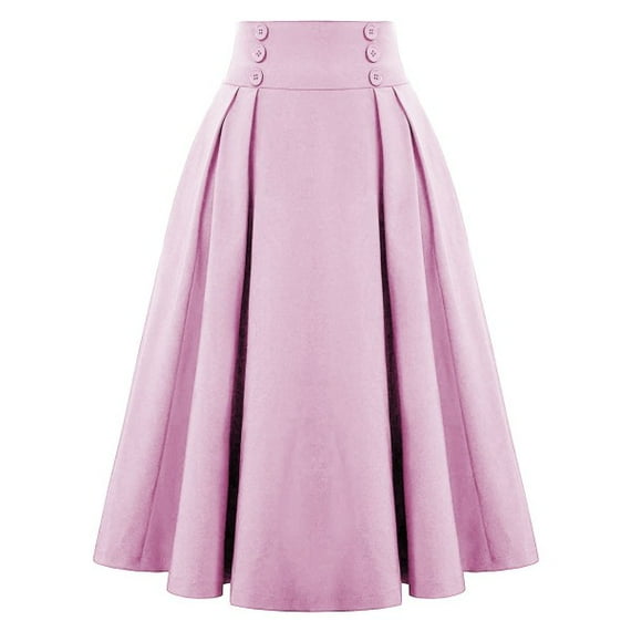 Pisexur Women's Vintage Plaid Skirt Side Split Skirt Elastic High Waisted Midi A-Line Flowy Skirts with Pockets