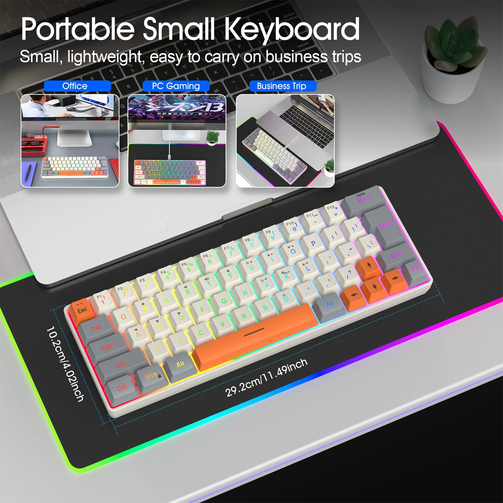 Corded Gaming Keyboard for Gamers LED Backlits LED Mechanical Keyboard 63 Key Desktop Computer Keyboard for Gaming