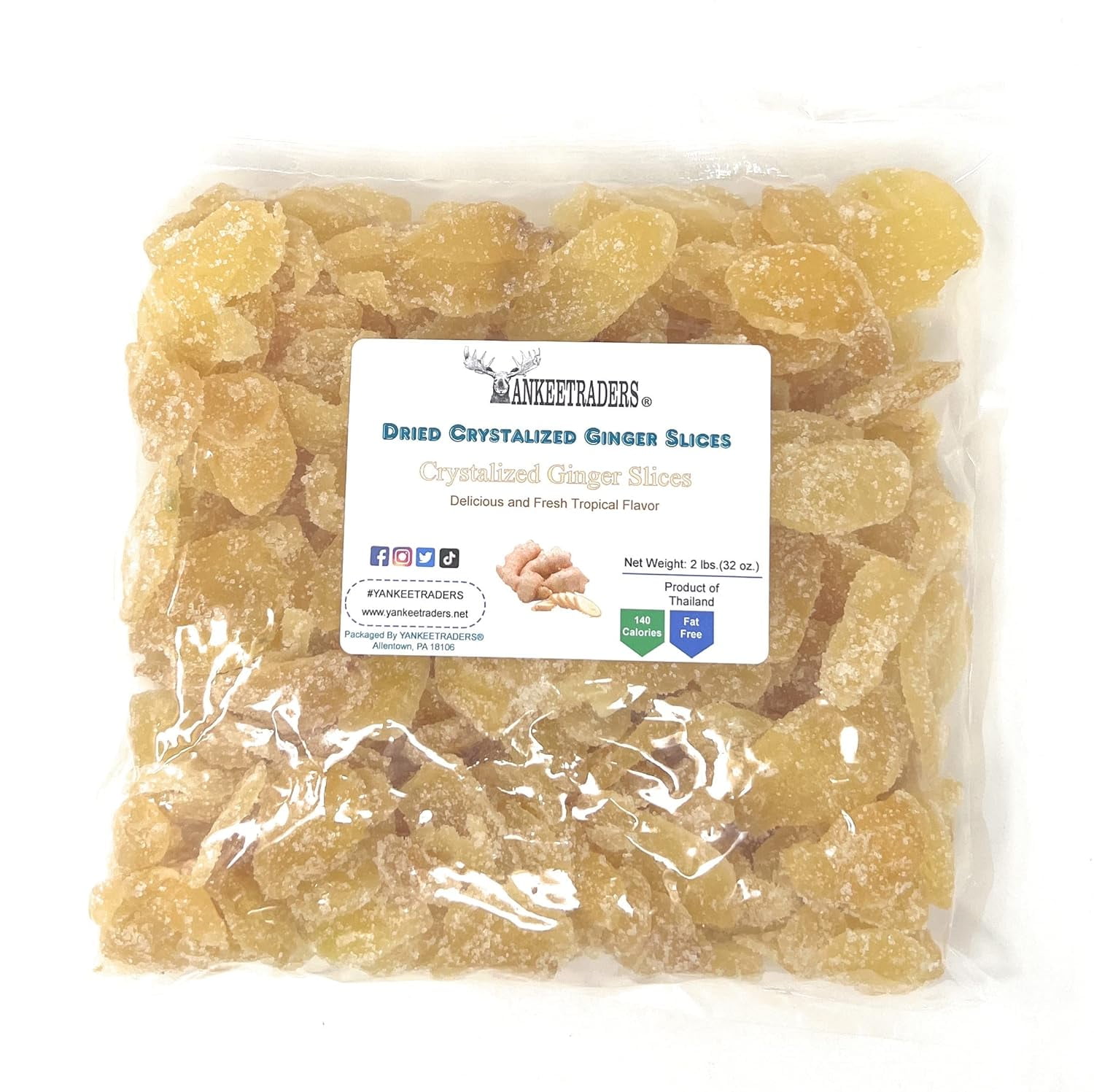 YANKEETRADERS® Dried Crystalized Ginger Slices 2 lbs