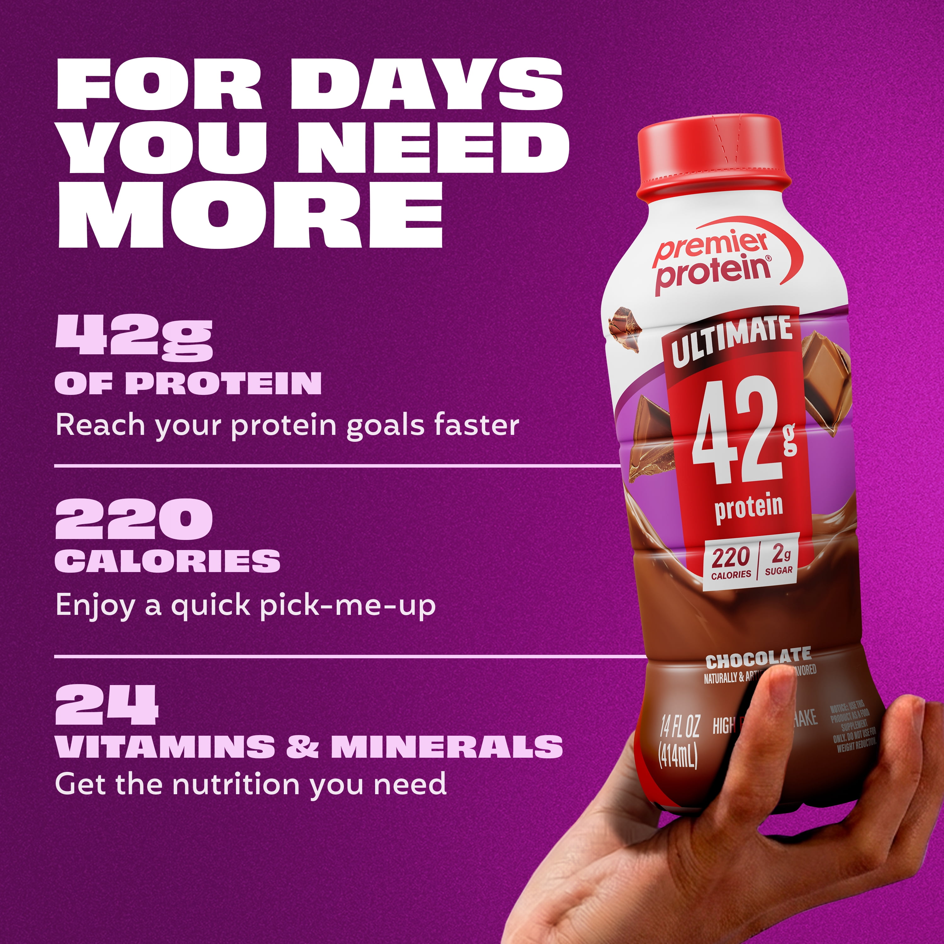 Premier Protein, Ultimate 42g Protein Shake, Chocolate, 14 Fl Oz, 1 Ct