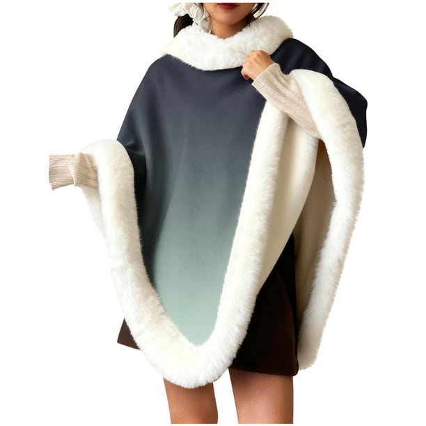 Chales de mujer con cuello grueso estampado, ropa cálida para el hogar, chal sin mangas con pelusa, tops de poliéster para mujer