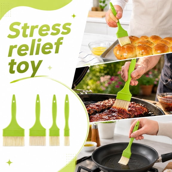Cooking Brush, 3 Inch Nylon Bristle Pastry Brush, Dishwasher Safe Non-Stick Basting Brush, Long Handle Lightweight Craft and Paint Brush, 9X3 Inch Green Handle Heat-Resistant