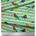 thumbnail image 3 of Soimoi Green Rayon Fabric Stripe & Bird Printed Fabric 1 Yard 58 Inch Wide, 3 of 3