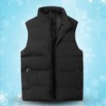 thumbnail image 3 of comerut Winter Waistcoat Padded Sleeveless Solid Color Cardigan Zipper Keep Warm Thicken Plus Size Winter Cotton Waistcoat for Daily Wear, 3 of 8