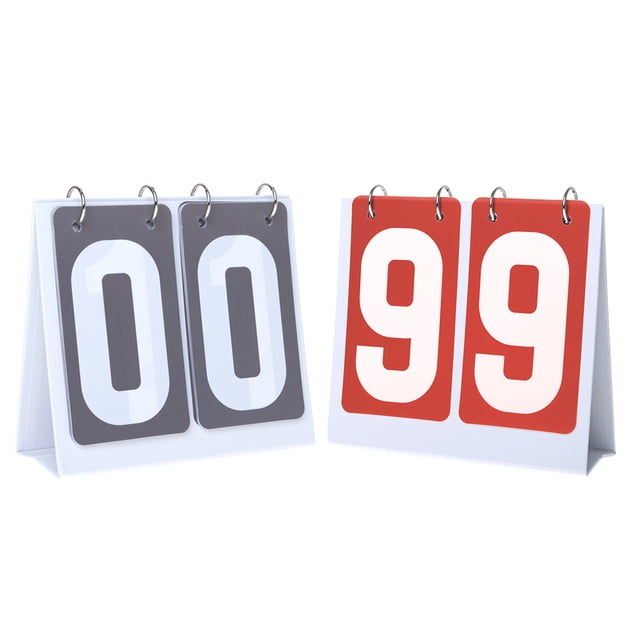 GOGO 2 Sets Portable Flip Scoreboard for Sports Game - Count from 00 to 99 (1 Grey + 1 Red)